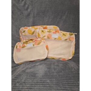 Calpak Packing Cubes 3 Piece Set Citrus Print Travel Luggage Organizer Bags